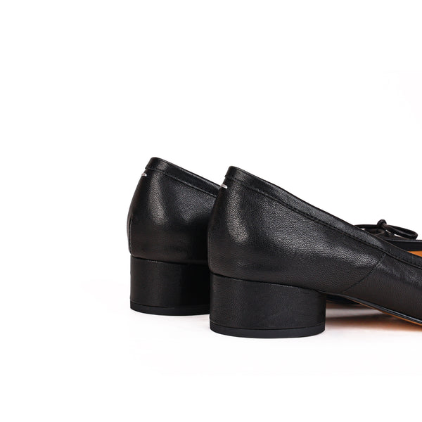 Schwarze Tabi-Mary-Jane-Schuhe aus Leder mit geteilter Zehenpartie, Größe 35–45