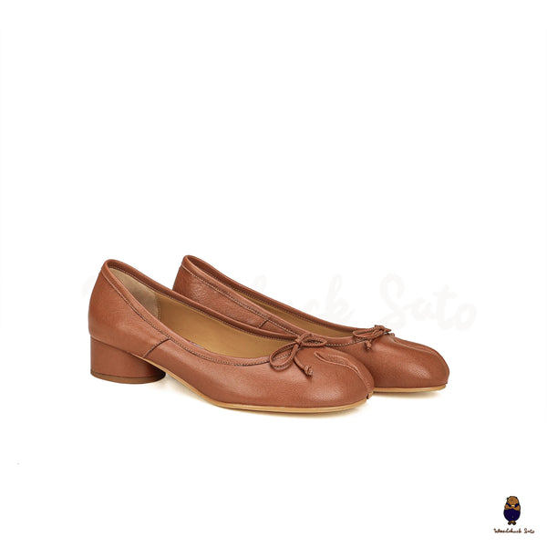 Brown Tabi split-toe leather Mary Jane flats 35-45