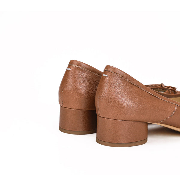 Braune Tabi-Mary-Jane-Schuhe aus gespaltenem Leder, Größe 35–45