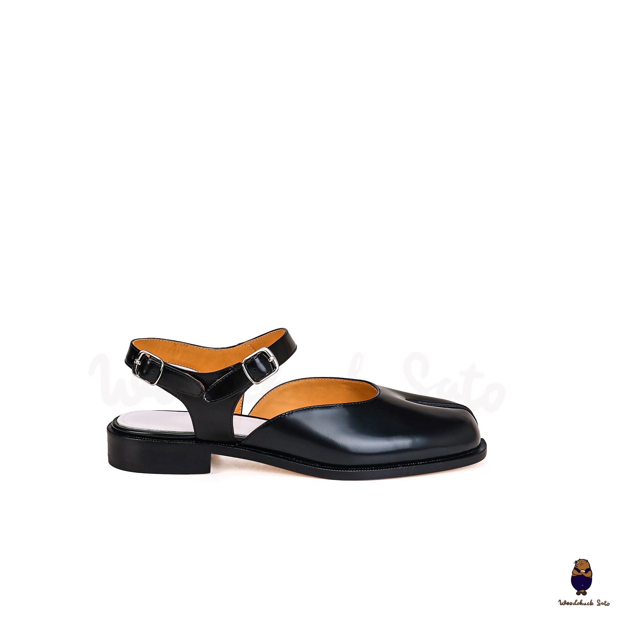 Woodchucksato Men's women's leather black summer sandals