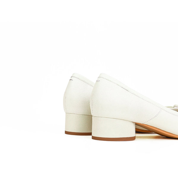 Weiße Tabi-Mary-Jane-Schuhe aus gespaltenem Leder, Größe 35–45
