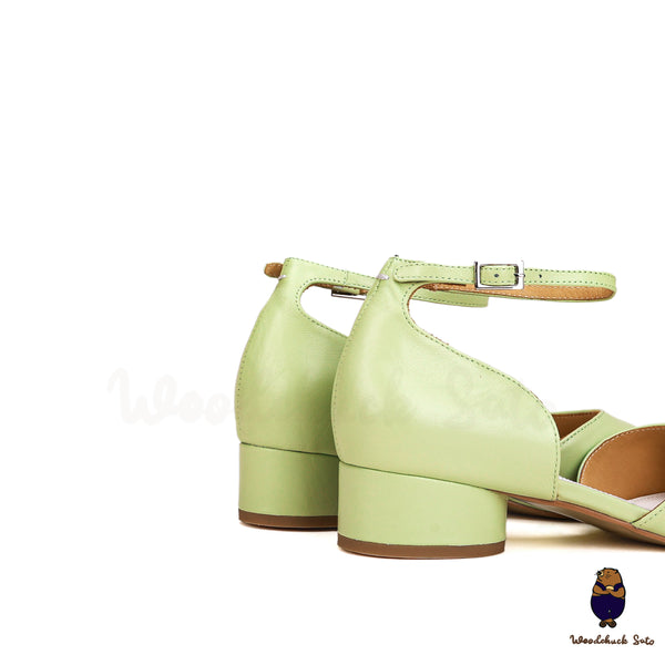 Sandales à brides d'été en cuir vert taille 35-45