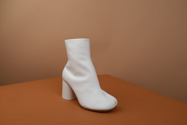 Tabi split toe men’s women’s 8cm heel leather boots EU35-48