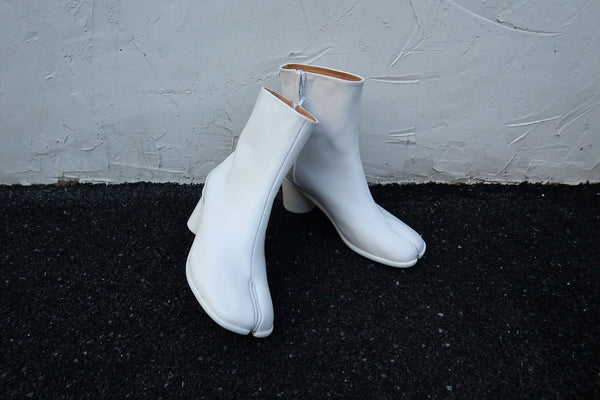 Neue Tabi Split-Toe Leder Herren Damen weiße Stiefel Kalbsleder EU35-48 6cm Absatz verbesserte Version