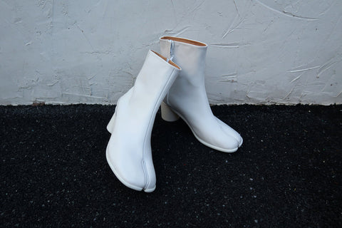 New Tabi split-Toe leather men’s women’s white boots calfskin EU36-48 6cm heel improved version