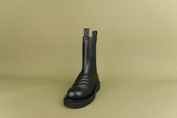 Men’s Women’s leather Italian calfskin boots /ankle lug boots black EU35-40