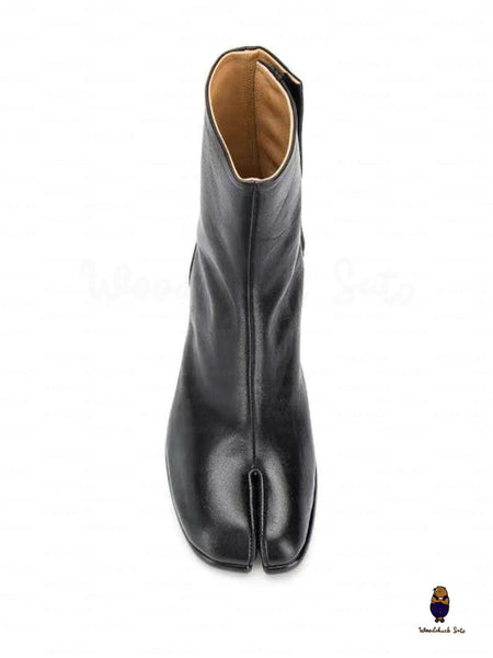 New Tabi split-Toe leather men’s women’s boots calfskin EU35-48 6cm heel improved version